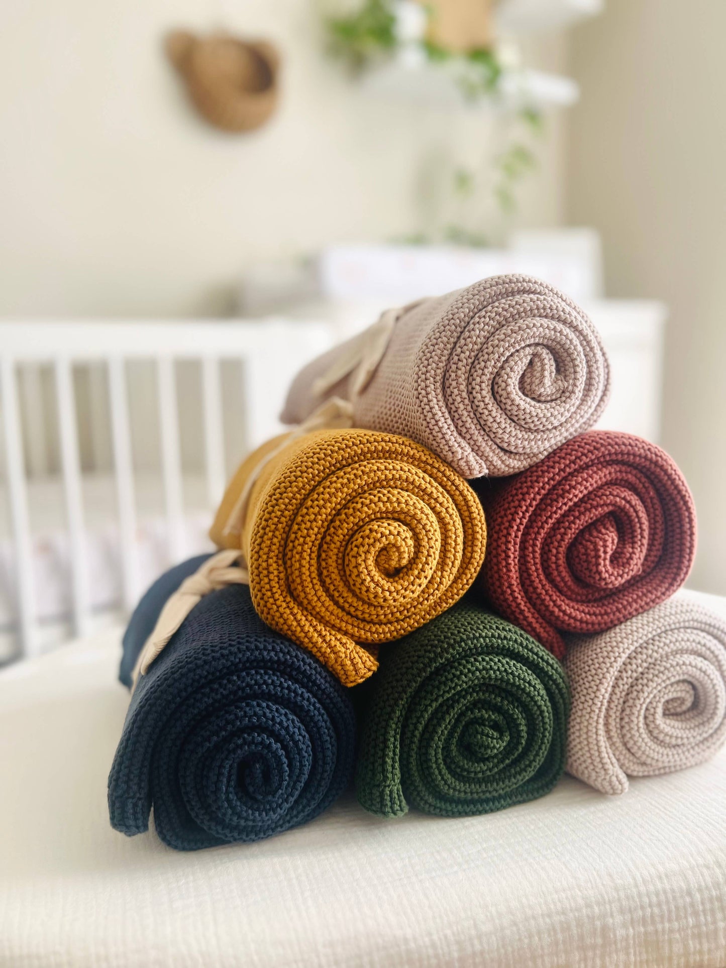 Mini & Me Cable Baby Blanket Mustard