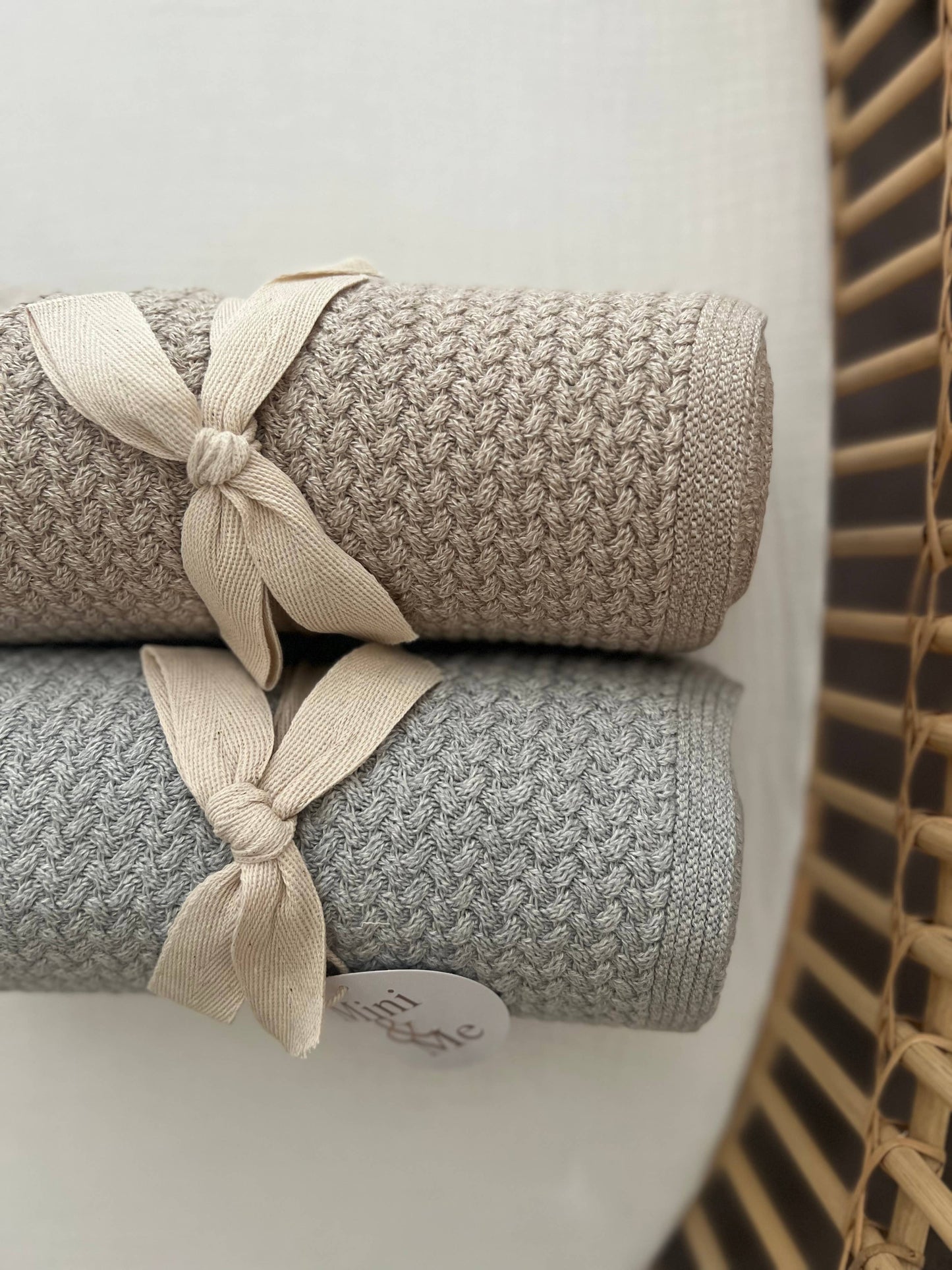 Mini & Me Herringbone Blanket Grey Melange