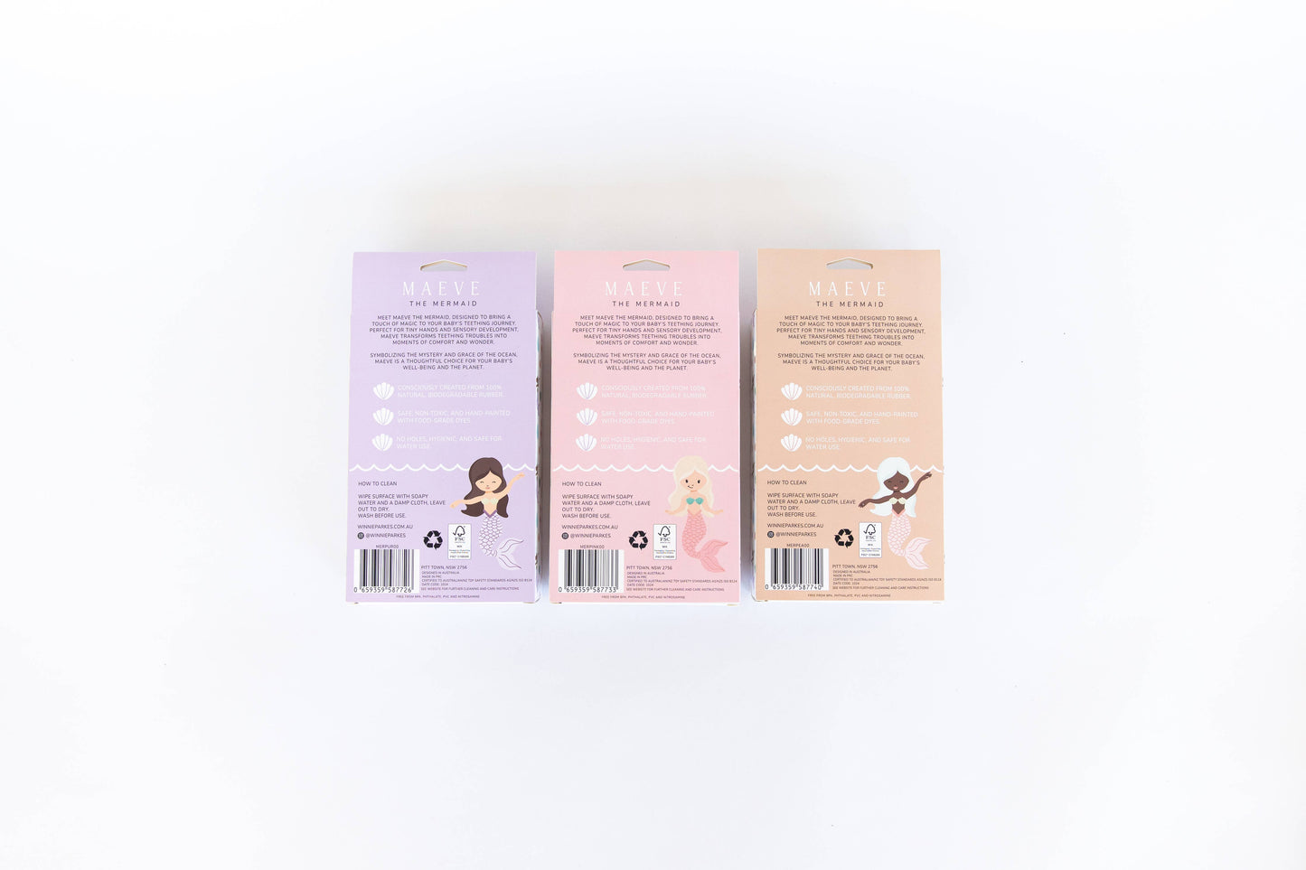 Maeve the Mermaid Natural Rubber Teether: Berry