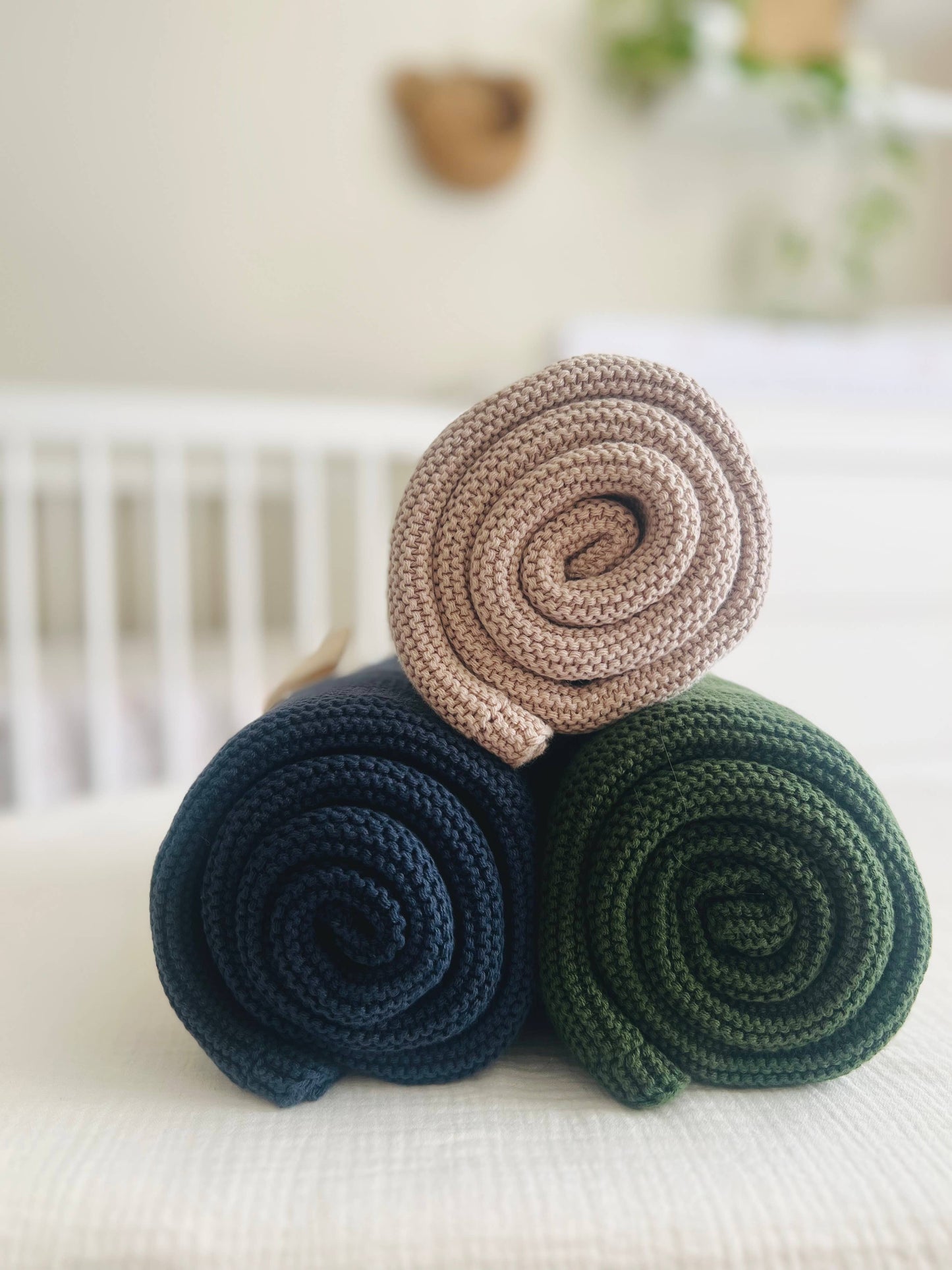 Mini & Me Cable Baby Blanket Cambridge Blue