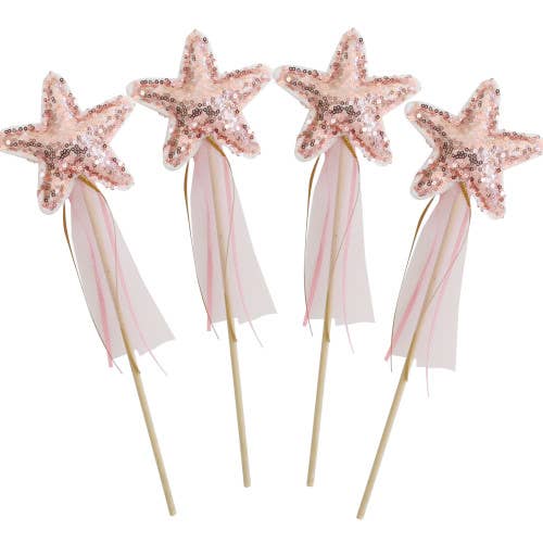 Alimrose - Star Wand Sequin Rose Gold Pack 4pcs