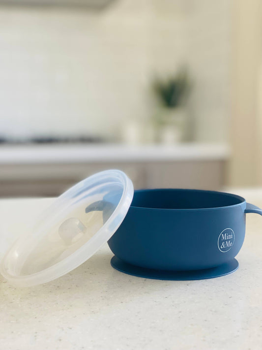 Mini & Me Round Bowl with Lid Blueberry