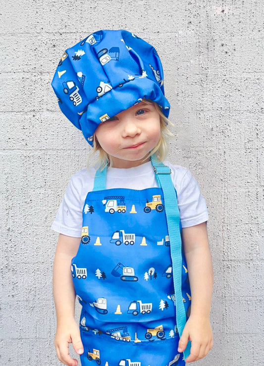 Kids Cooking Apron and Chef Hat Set - Truck
