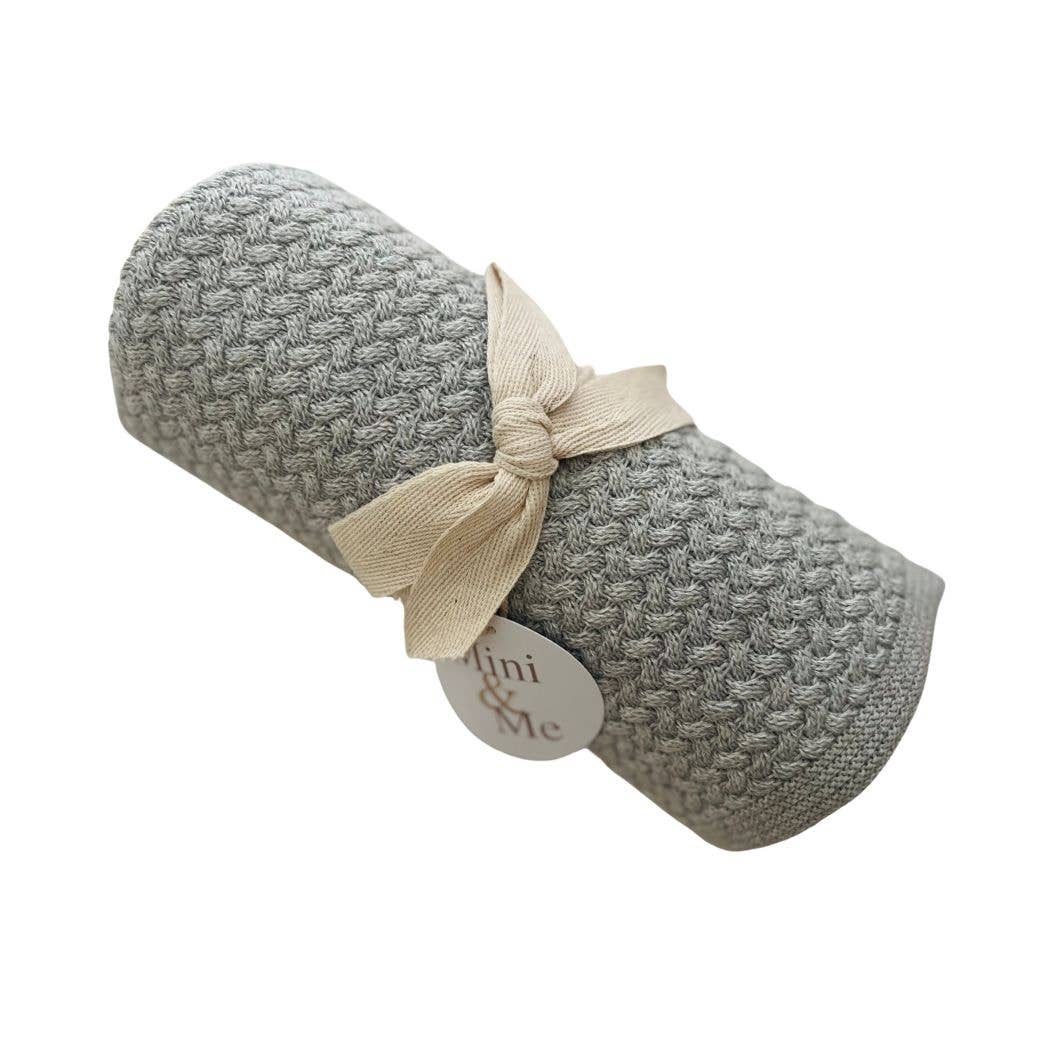 Mini & Me Herringbone Blanket Grey Melange
