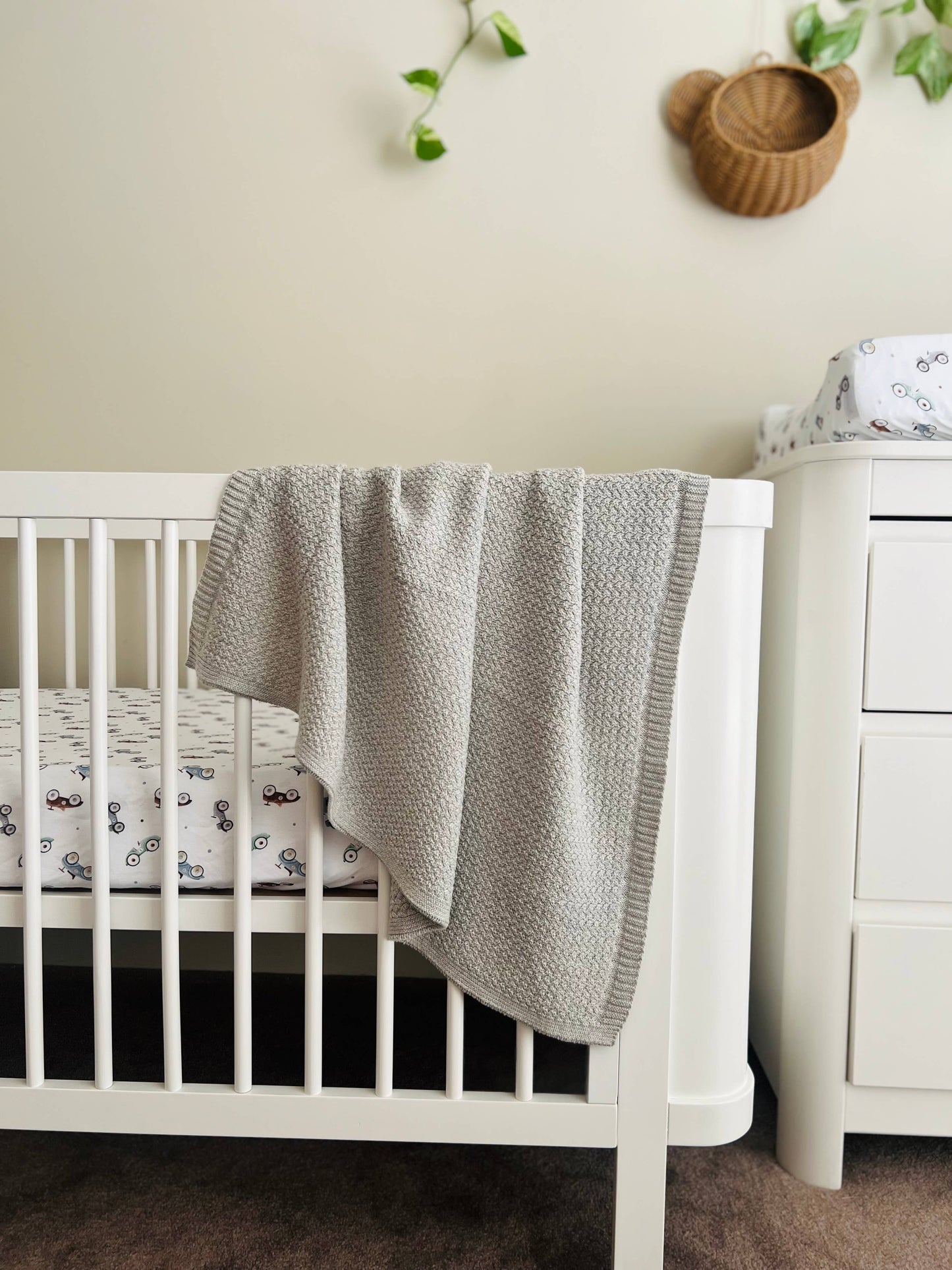 Mini & Me Herringbone Blanket Grey Melange