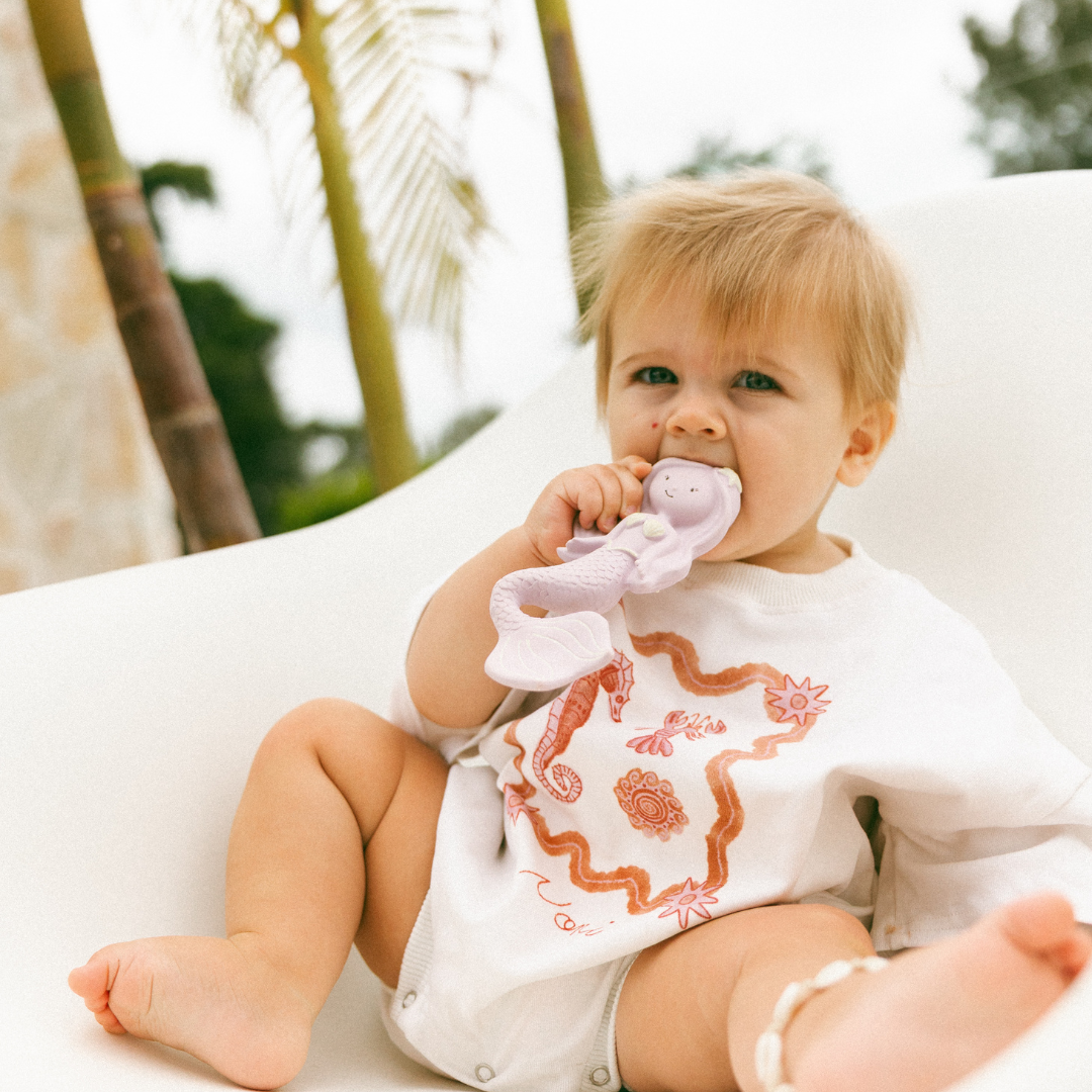 Maeve the Mermaid Natural Rubber Teether: Berry