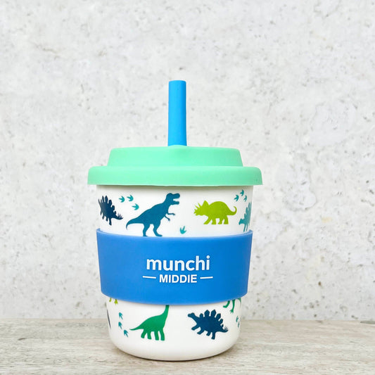 Middie Single Cup (8oz/240ml) Blue Straw Included - Dinosaur