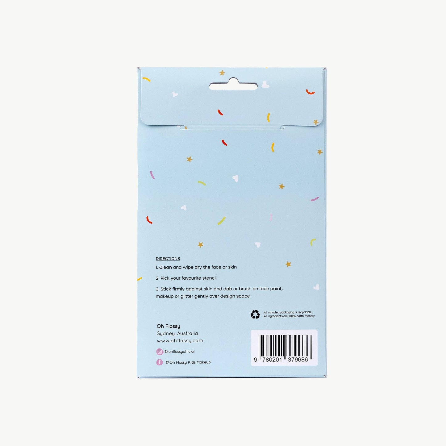 Oh Flossy Reusable Adhesive Face Paint & Makeup Stencils - Teal