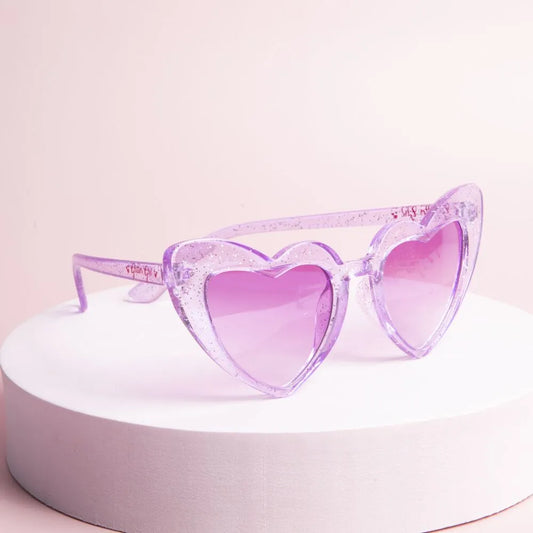 Glitter Girl - Sparkling Heart Sunglasses - Funfetti Purple