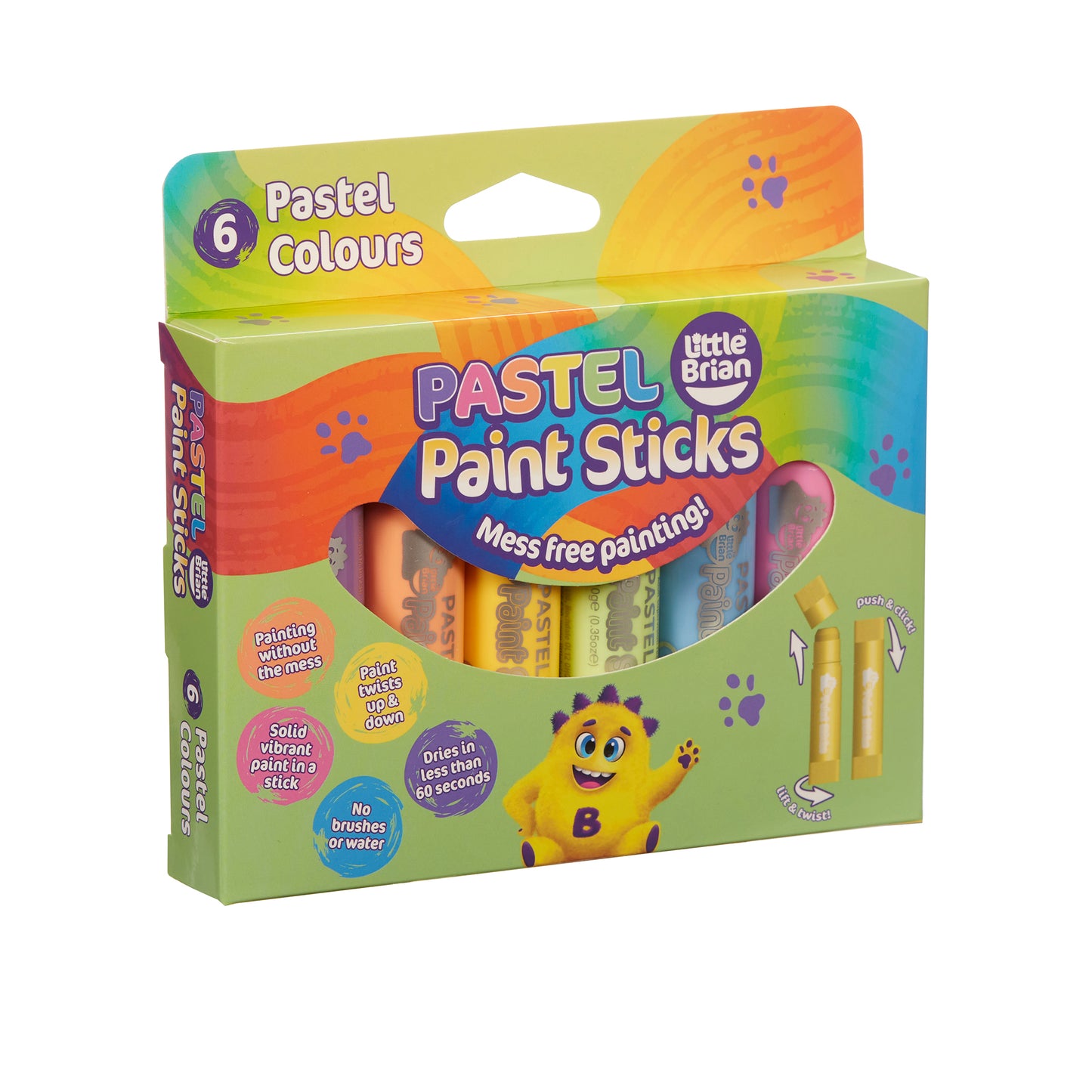 Little Brian Paint Sticks - Pastel Sticks 6 Pk