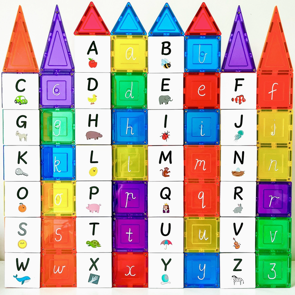 Learn & Grow - Magnetic Tile Topper - Alphabet Upper Case Pack (32 Piece)