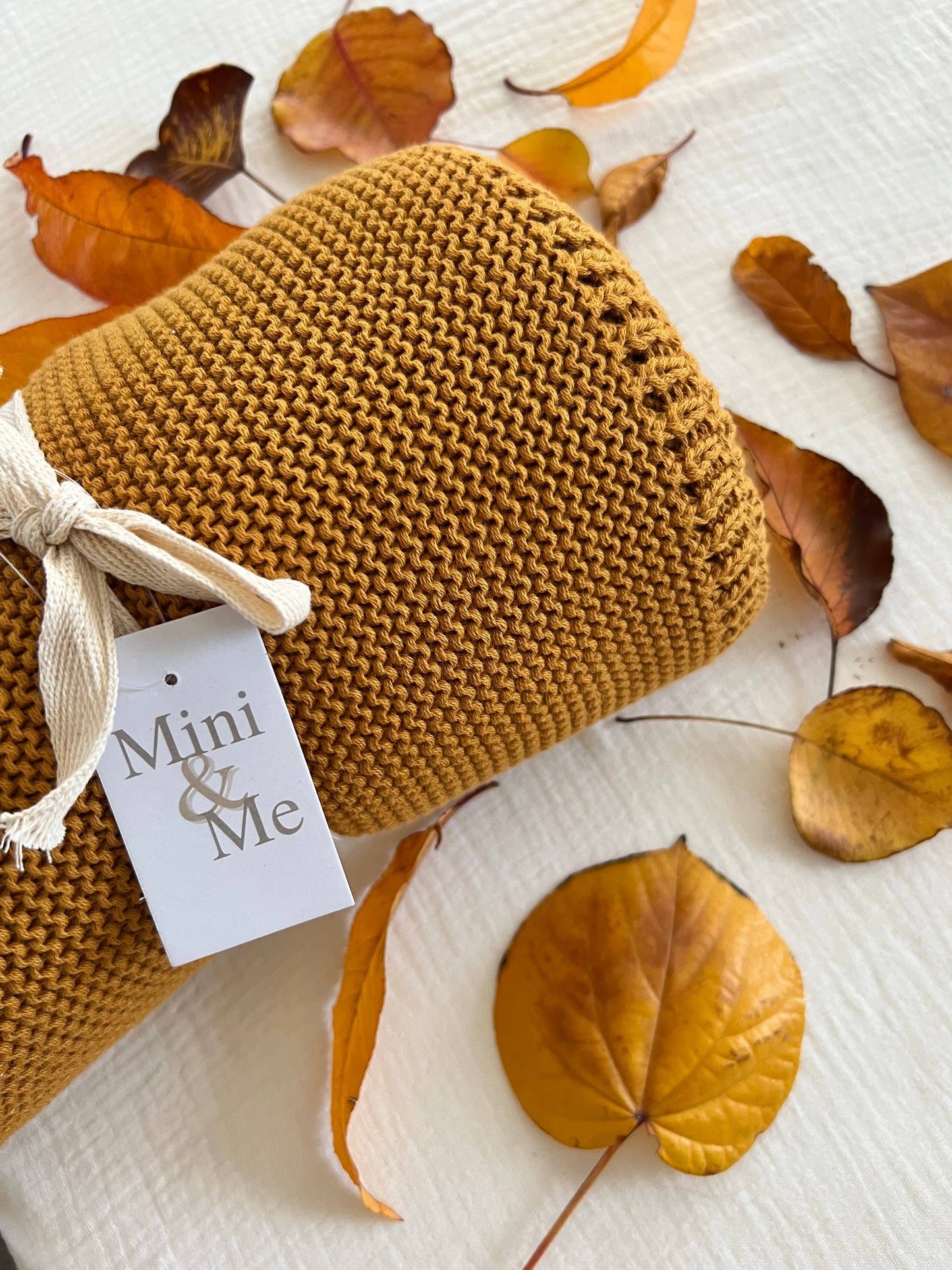 Mini & Me Cable Baby Blanket Mustard