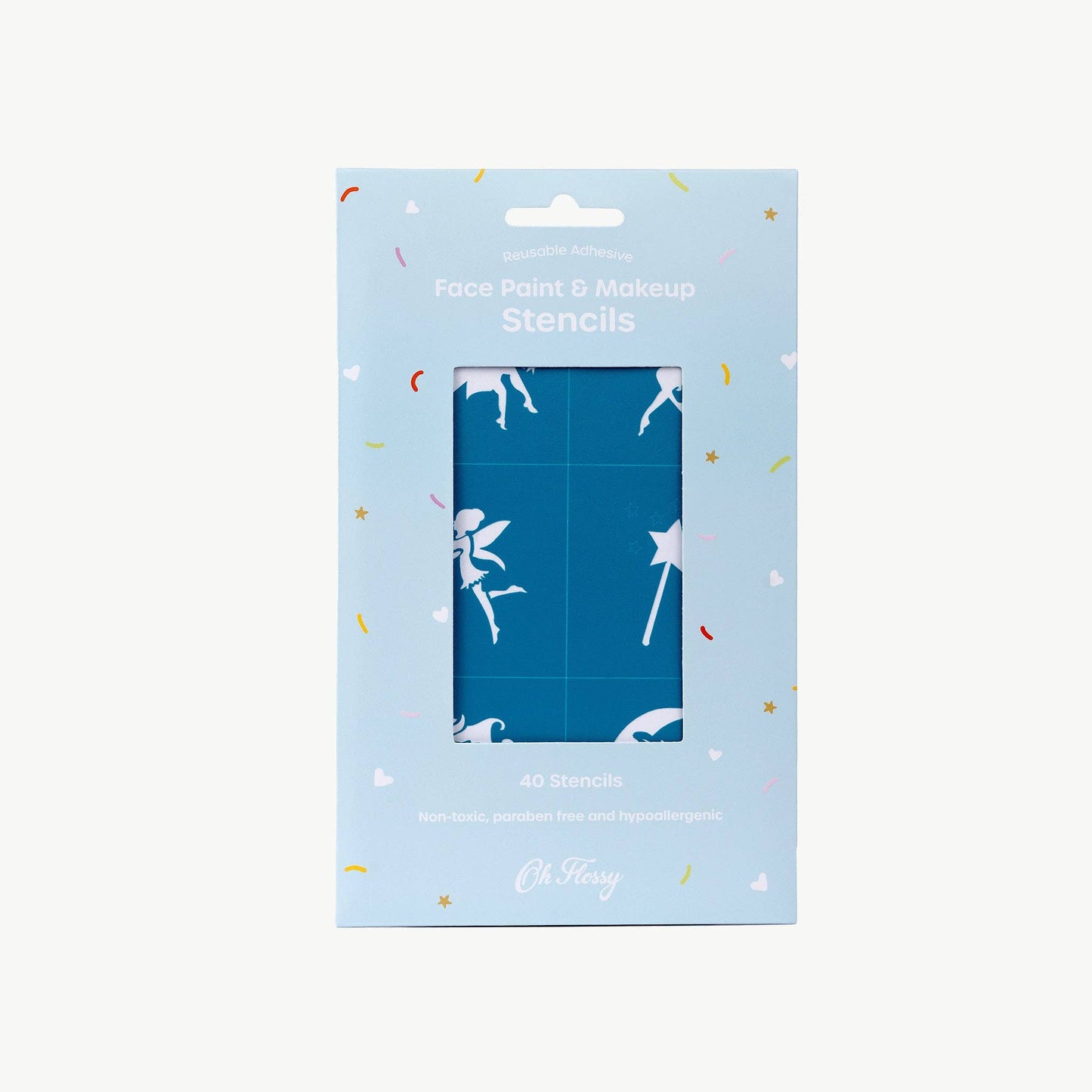 Oh Flossy Reusable Adhesive Face Paint & Makeup Stencils - Teal