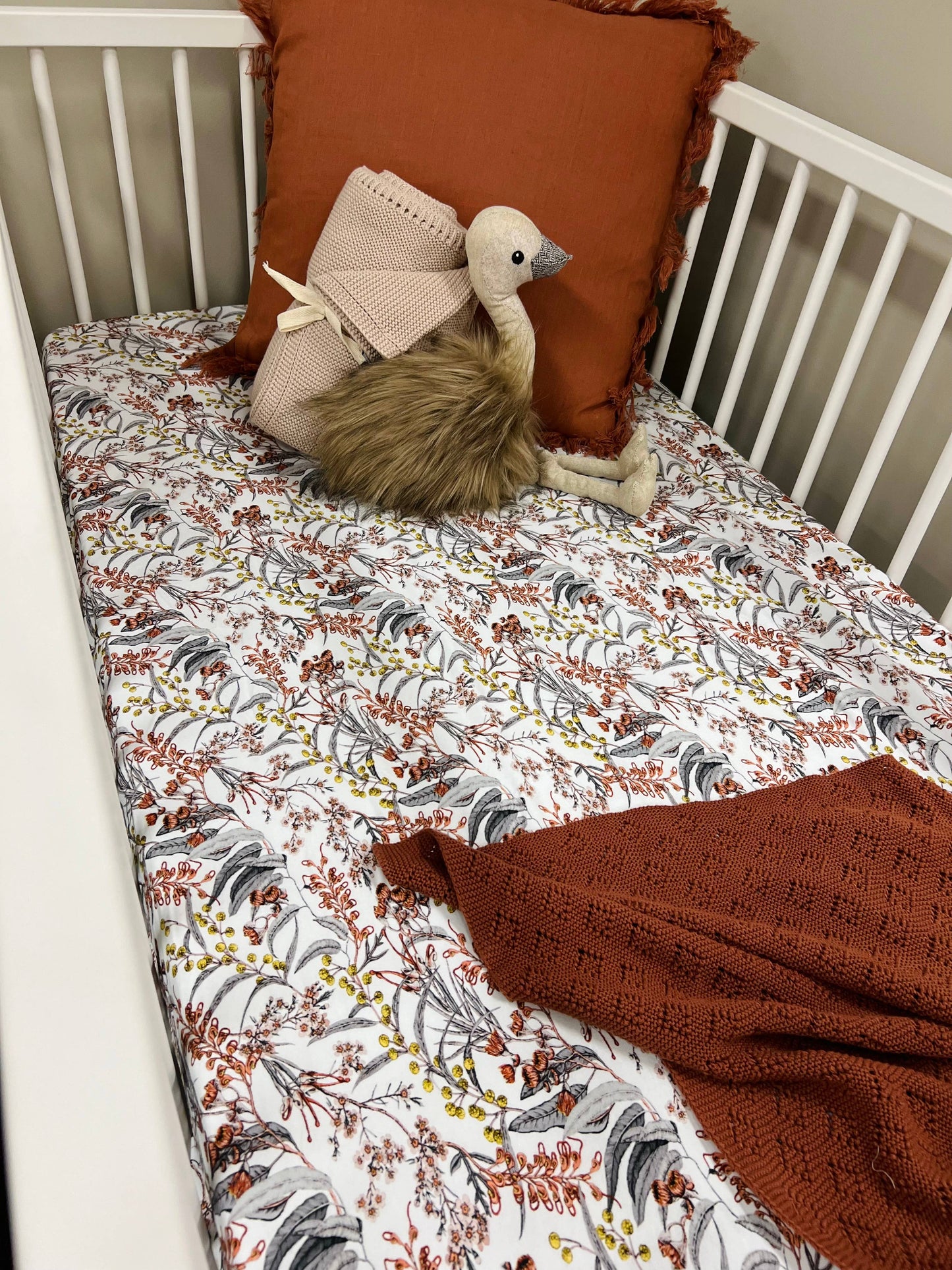 Mini & Me Cot Sheet Native Garden