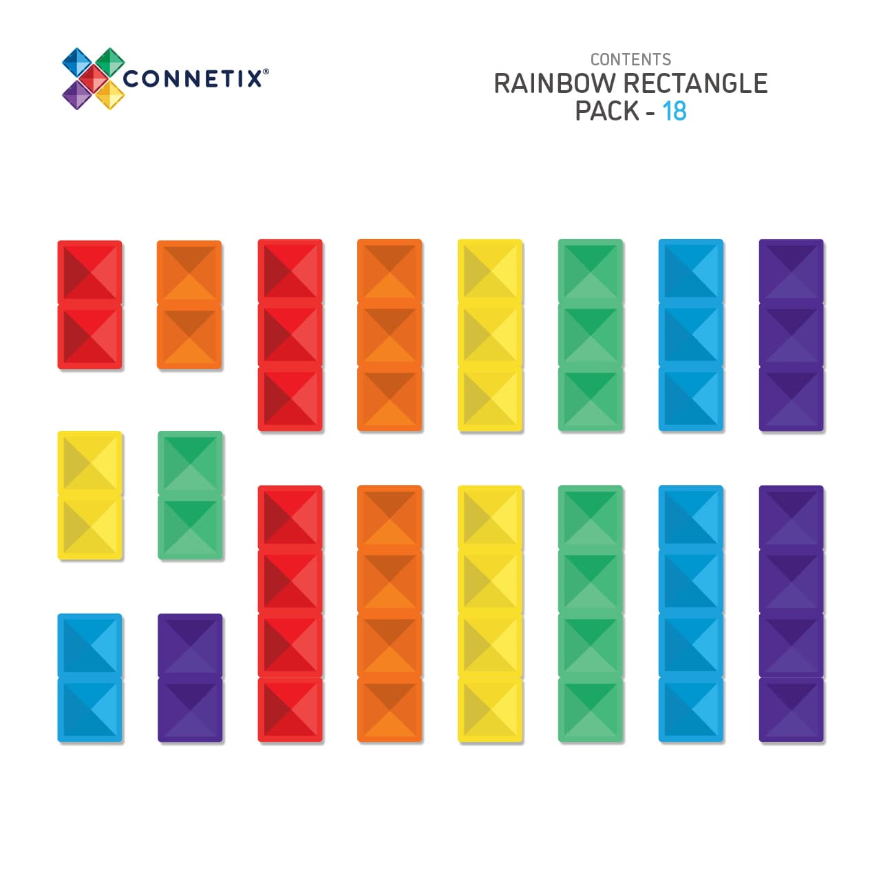 Connetix - Rainbow Rectangle Pack 18 pc
