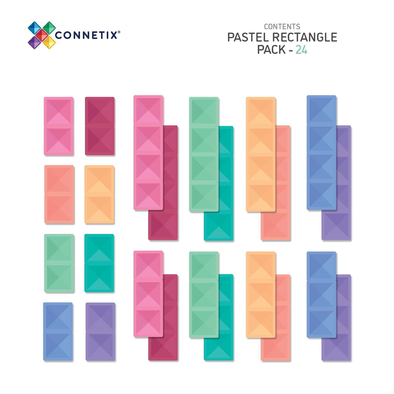 Connetix - Pastel Rectangle Pack 24 pc