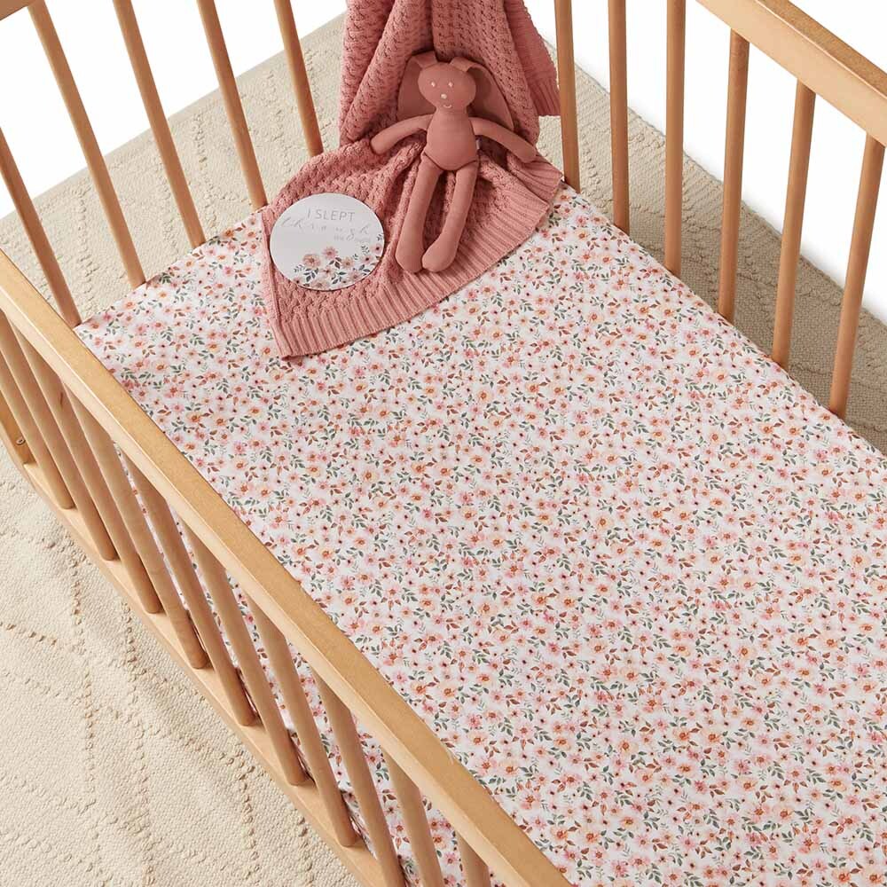 Snuggle Hunny Kids - Fitted Cot Sheet - Spring Floral