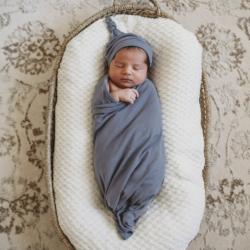 Snuggle Hunny Kids ~ Baby Jersey Wrap & Beanie Set - Indigo