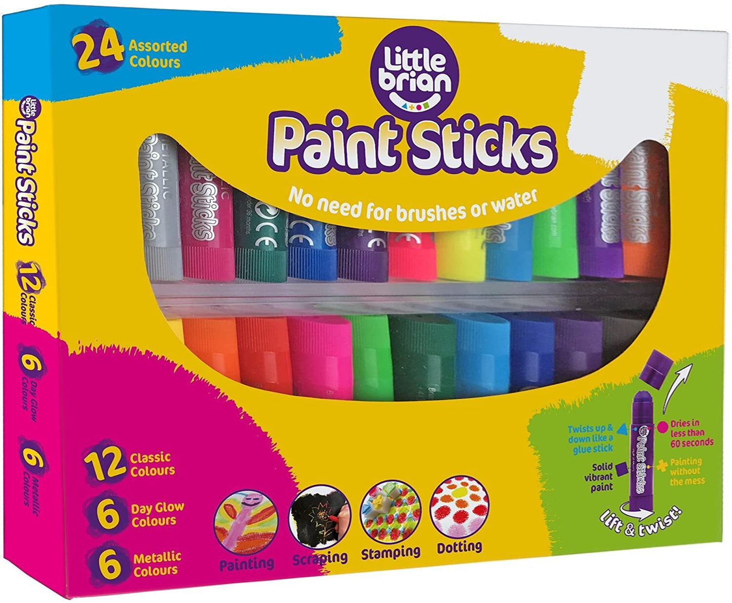 Little Brian Paint Sticks - Assorted Colours 24 Pack
