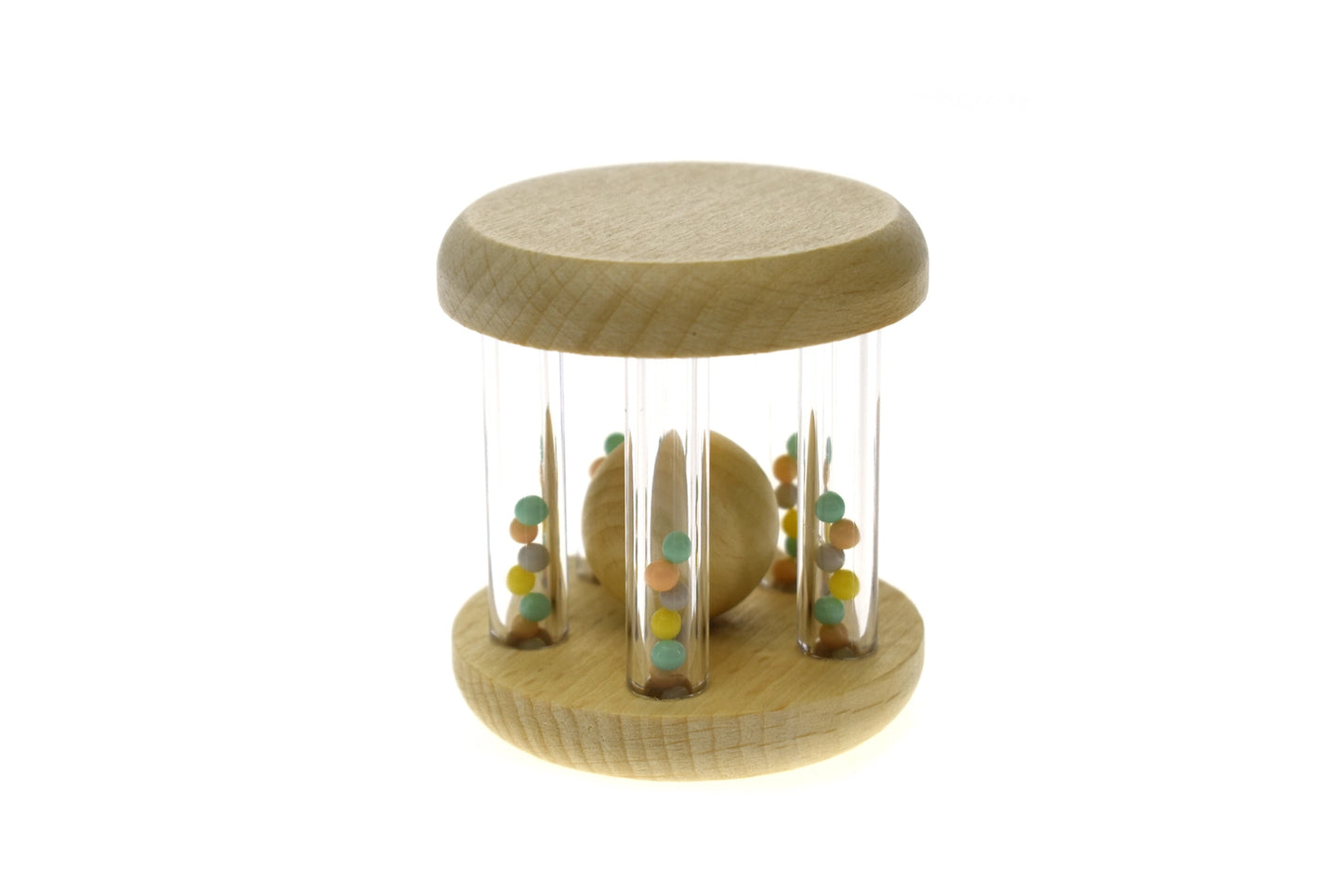 Wooden Rattle With Rainbow Beads