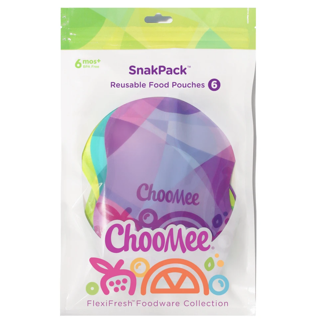ChooMee - SnakPack Reusable Food Pouch - 6 Pack - Various Colours/Patterns